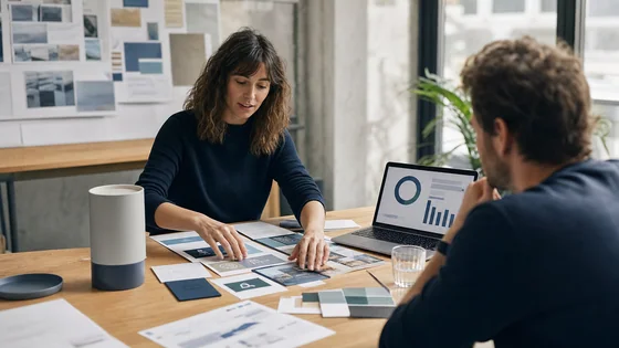 Marketingmanagerin plant eine Kampagne