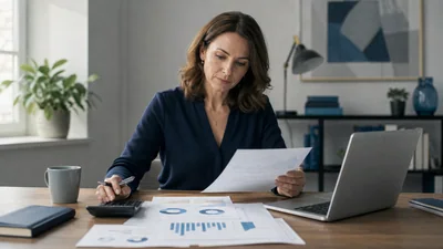Finanzmanagerin analysiert Kennzahlen